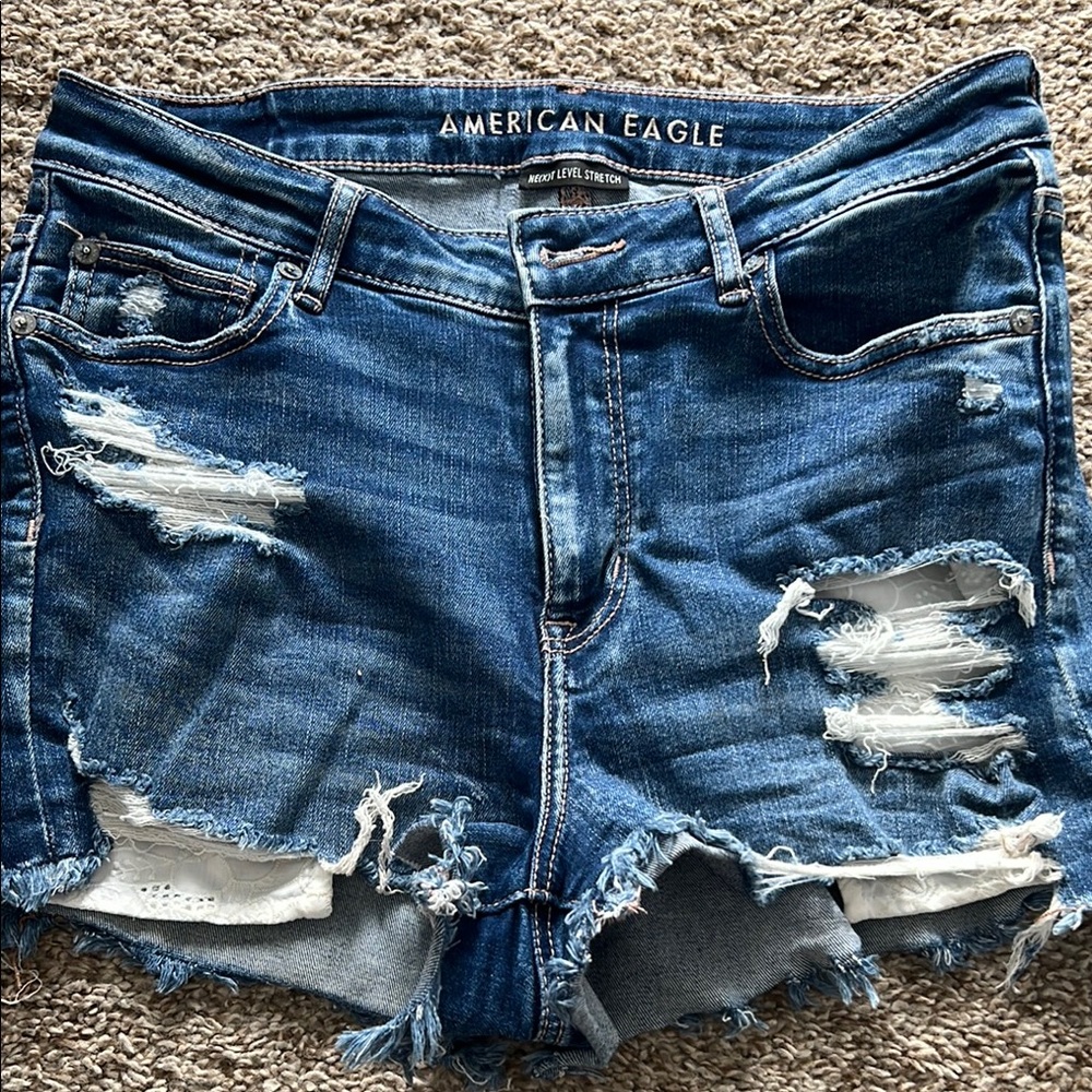 American Eagle Outfitters Blue Distressed Women's Shorts